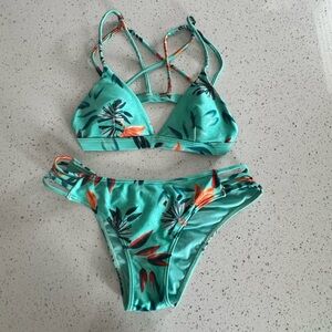 Cia Marítima Turquoise Floral Strappy Bikini Set